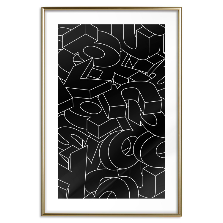 Wall Poster Alphabet - black and white composition filled with dimensional letters 117404 additionalImage 26