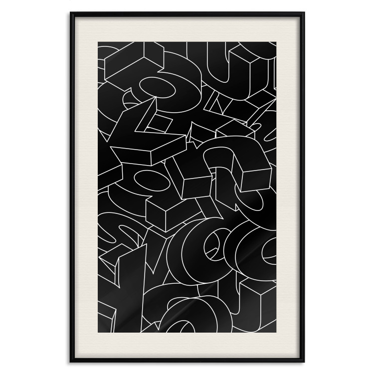 Wall Poster Alphabet - black and white composition filled with dimensional letters 117404 additionalImage 27