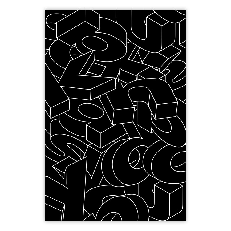 Wall Poster Alphabet - black and white composition filled with dimensional letters 117404