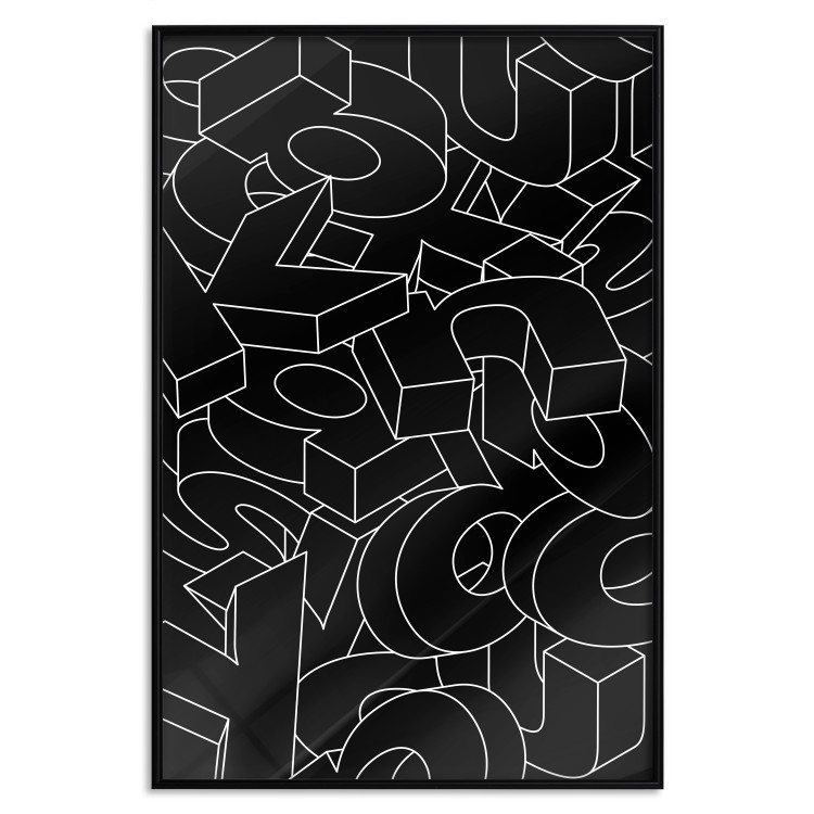 Wall Poster Alphabet - black and white composition filled with dimensional letters 117404 additionalImage 18