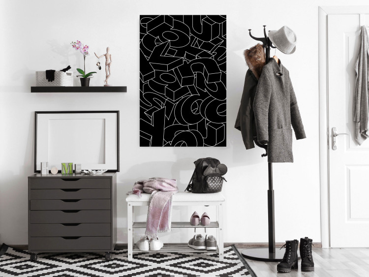 Wall Poster Alphabet - black and white composition filled with dimensional letters 117404 additionalImage 21