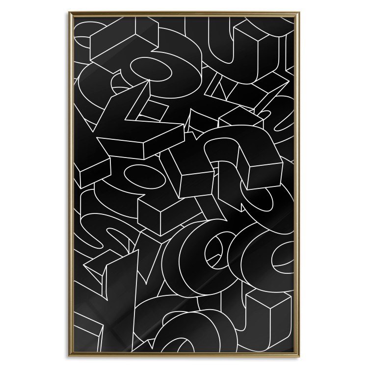 Wall Poster Alphabet - black and white composition filled with dimensional letters 117404 additionalImage 19