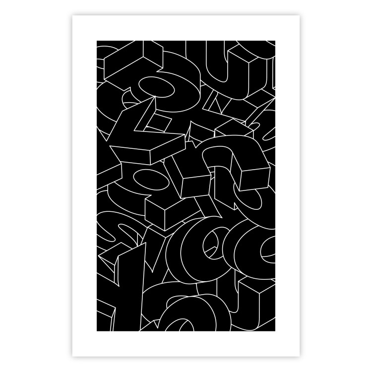 Wall Poster Alphabet - black and white composition filled with dimensional letters 117404 additionalImage 16