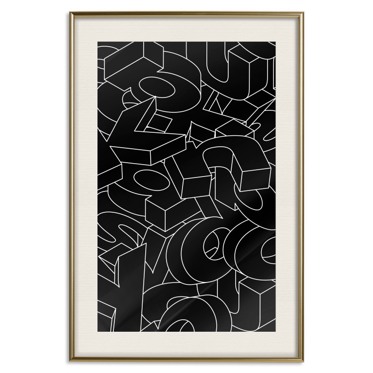 Wall Poster Alphabet - black and white composition filled with dimensional letters 117404 additionalImage 24