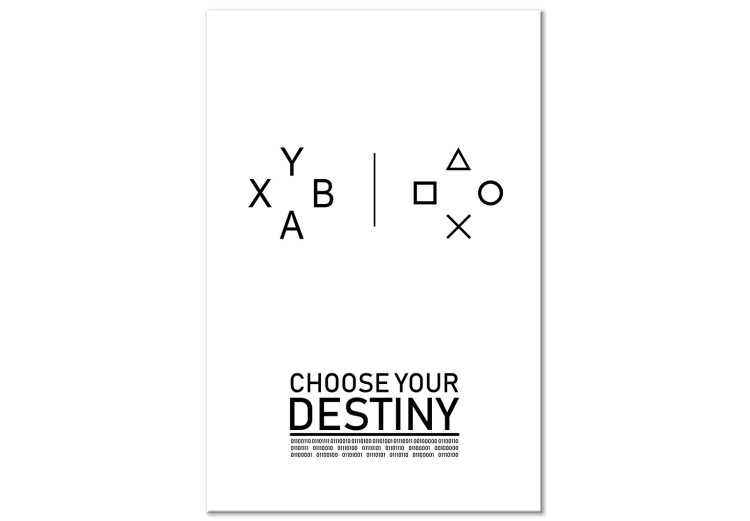 Canvas Inscription Choose your destiny - Graphic theme in black white color with the word in English and a composition of letters and numbers 117504