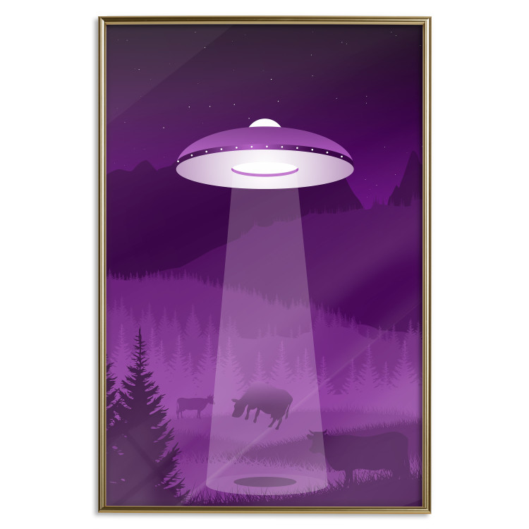 Poster Abduction - purple fantasy with a spaceship and animals 118004 additionalImage 19