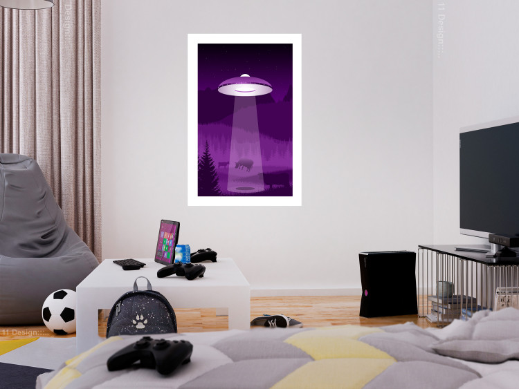 Poster Abduction - purple fantasy with a spaceship and animals 118004 additionalImage 2