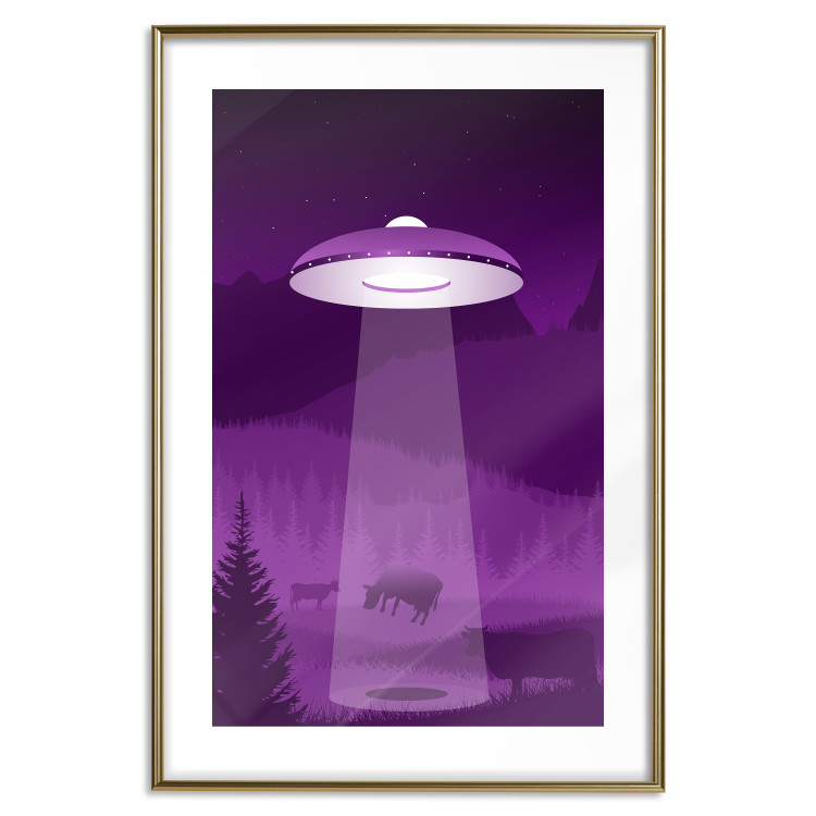 Poster Abduction - purple fantasy with a spaceship and animals 118004 additionalImage 16