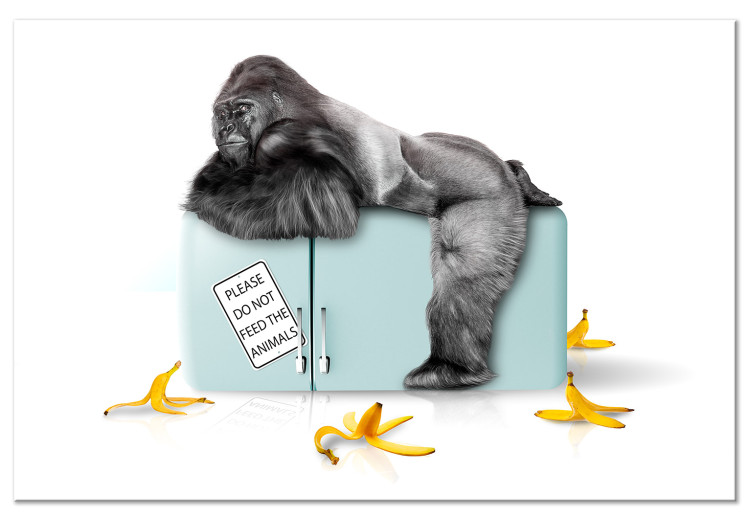 Canvas Confiscated refrigerator - funny photo with gorilla and inscriptions 119004