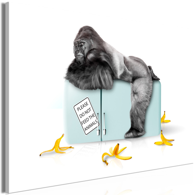 Canvas Confiscated refrigerator - funny photo with gorilla and inscriptions 119004 additionalImage 2