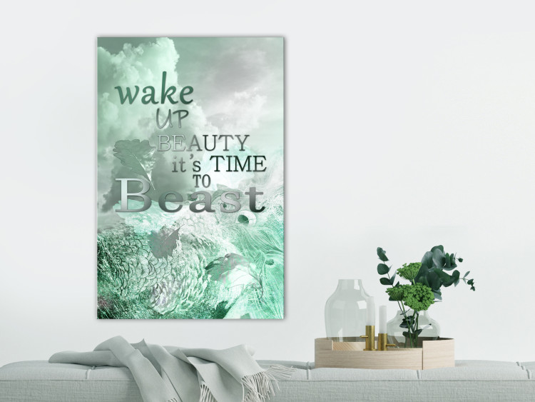 Canvas Art Print Beautiful morning - an inscription on a sea, abstract background 122804 additionalImage 3