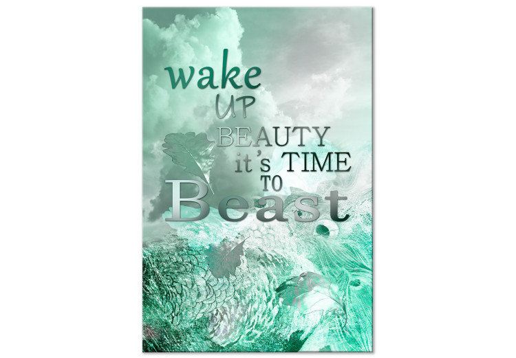 Canvas Art Print Beautiful morning - an inscription on a sea, abstract background 122804