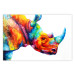 Wall Poster Rainbow Rhinoceros - colorful and abstract animal on a white background 127204
