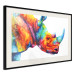 Wall Poster Rainbow Rhinoceros - colorful and abstract animal on a white background 127204 additionalThumb 2