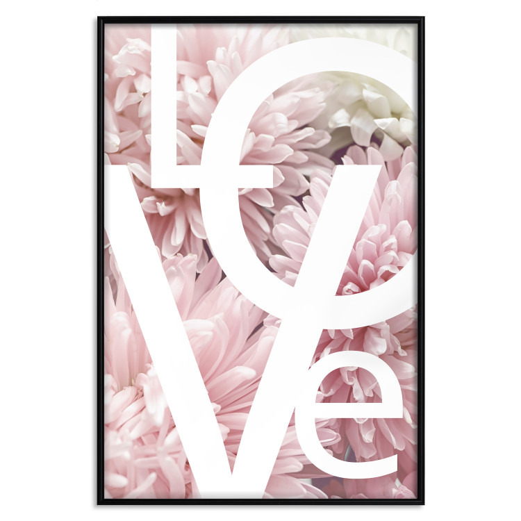 Wall Poster Love - Letters - white inscriptions on background of pink flowers 127904 additionalImage 18