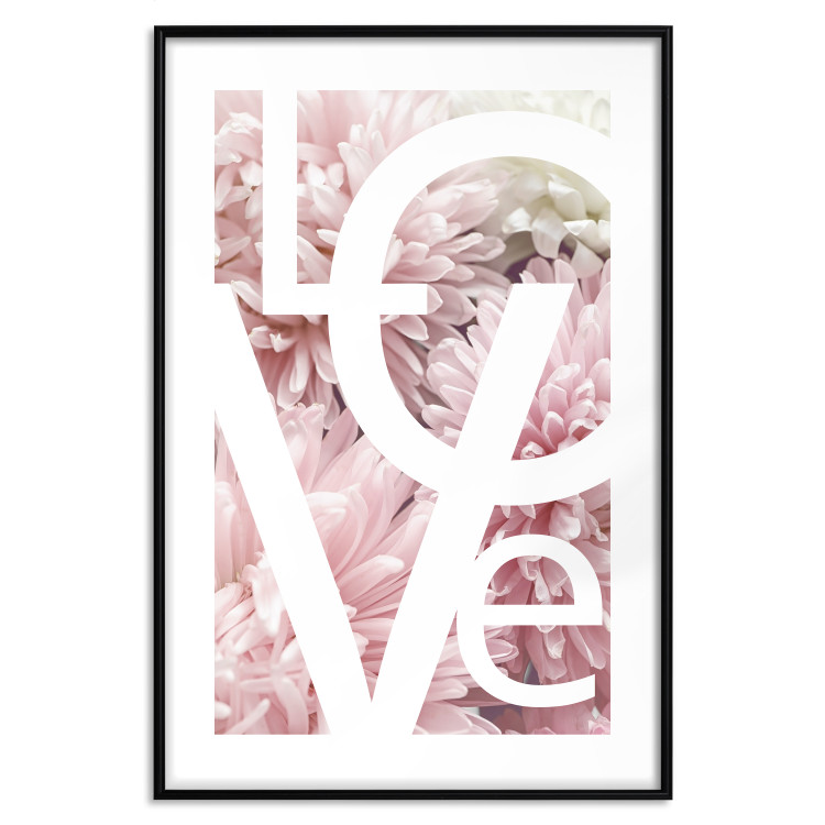 Wall Poster Love - Letters - white inscriptions on background of pink flowers 127904 additionalImage 17