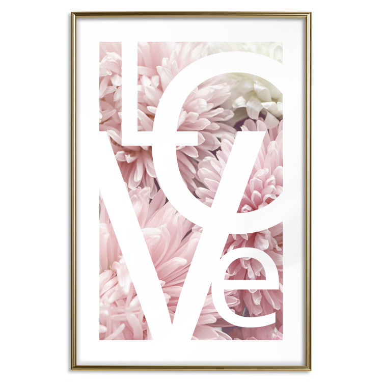 Wall Poster Love - Letters - white inscriptions on background of pink flowers 127904 additionalImage 16