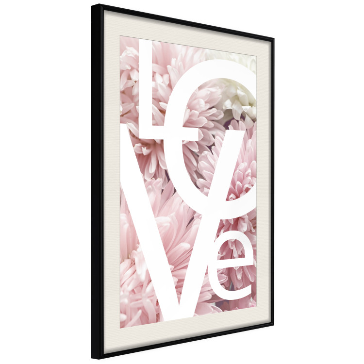 Wall Poster Love - Letters - white inscriptions on background of pink flowers 127904 additionalImage 2