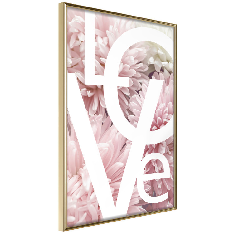 Wall Poster Love - Letters - white inscriptions on background of pink flowers 127904 additionalImage 14