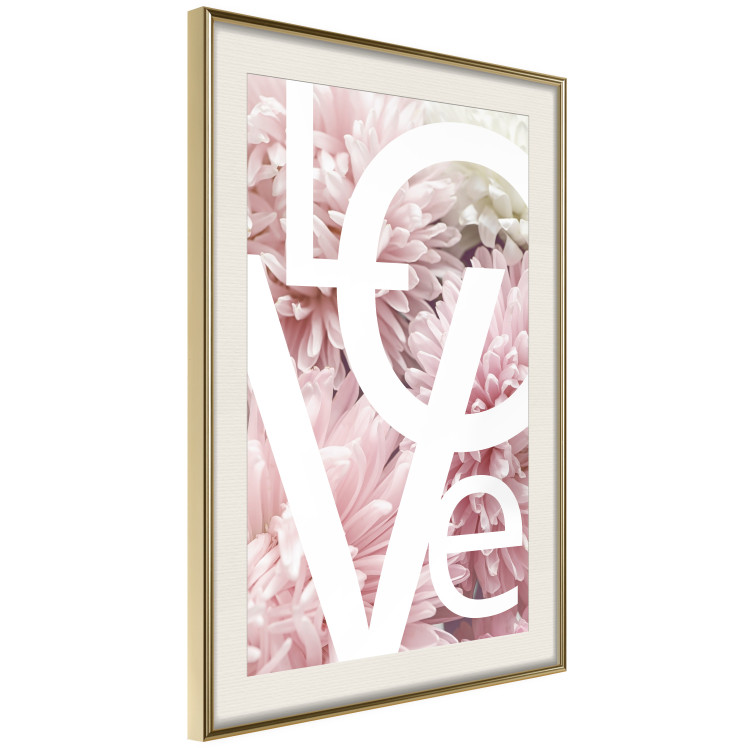 Wall Poster Love - Letters - white inscriptions on background of pink flowers 127904 additionalImage 3