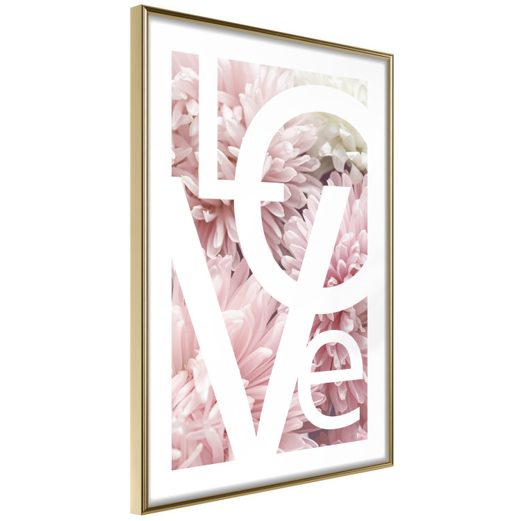 Wall Poster Love - Letters - white inscriptions on background of pink flowers 127904 additionalImage 9