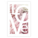 Wall Poster Love - Letters - white inscriptions on background of pink flowers 127904 additionalThumb 25