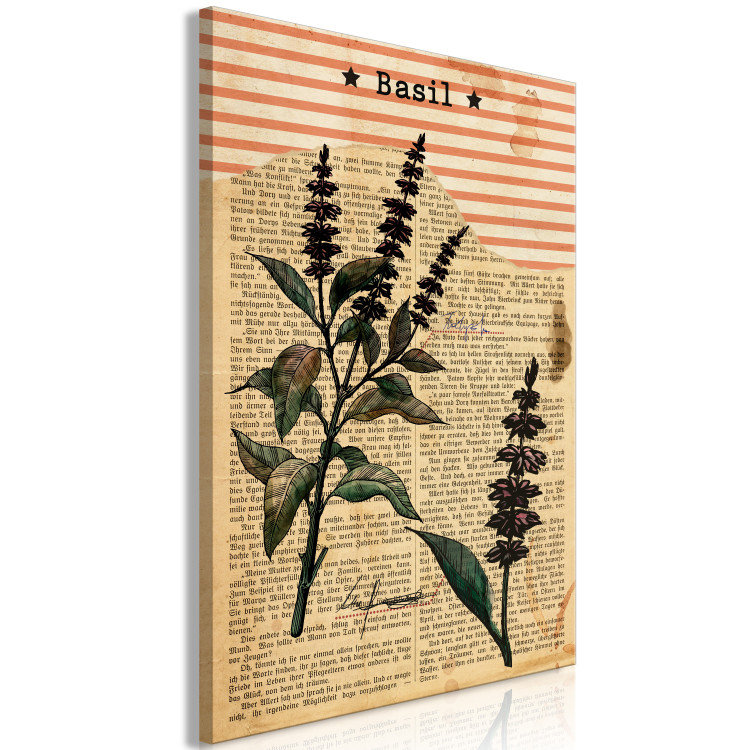 Canvas Print Basil Poetry (1-part) vertical - plant in vintage motif 129404 additionalImage 2