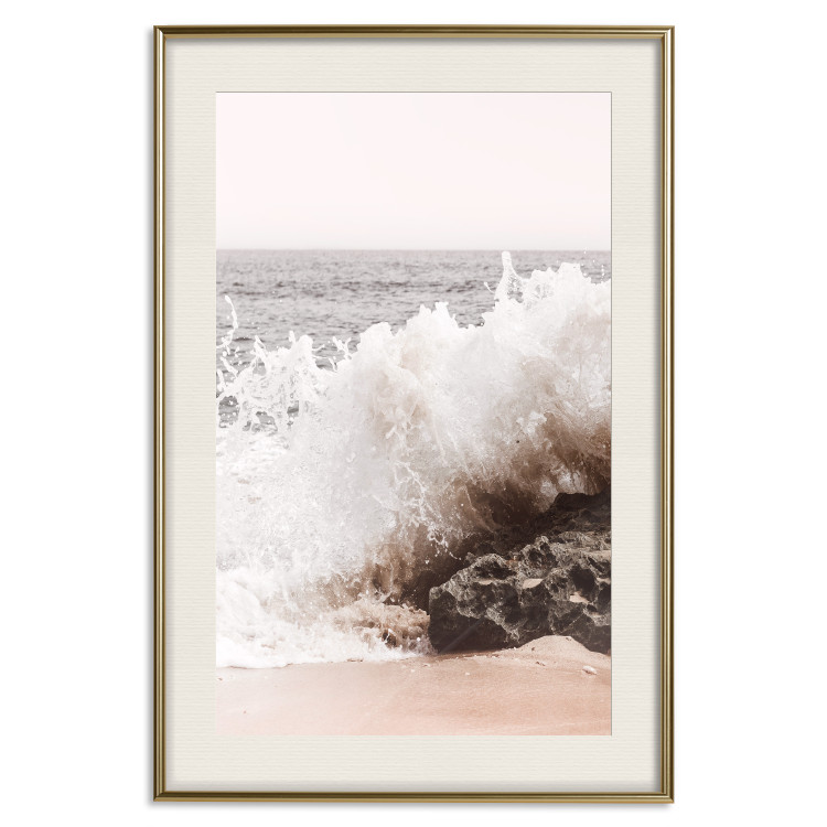 Poster Torn Element - seascape with a large wave crashing on dark rock 129504 additionalImage 20