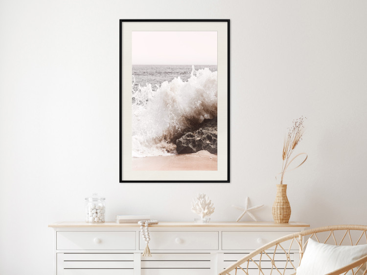 Poster Torn Element - seascape with a large wave crashing on dark rock 129504 additionalImage 24
