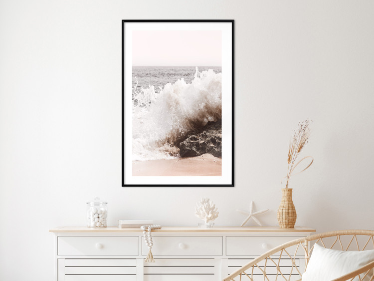 Poster Torn Element - seascape with a large wave crashing on dark rock 129504 additionalImage 23