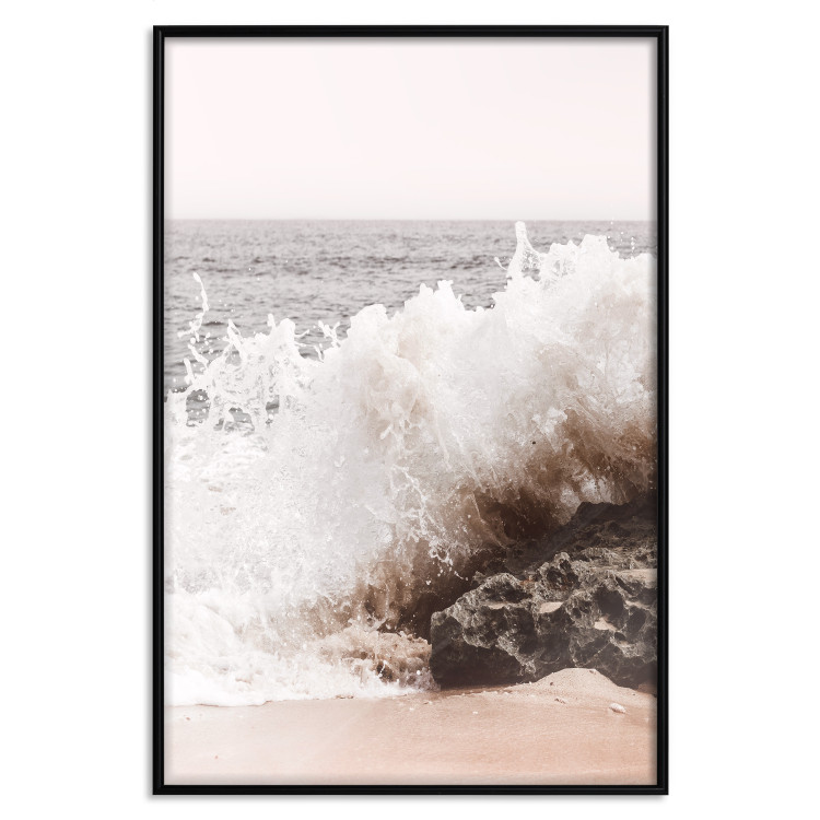 Poster Torn Element - seascape with a large wave crashing on dark rock 129504 additionalImage 16