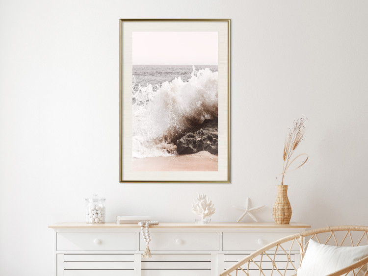 Poster Torn Element - seascape with a large wave crashing on dark rock 129504 additionalImage 22
