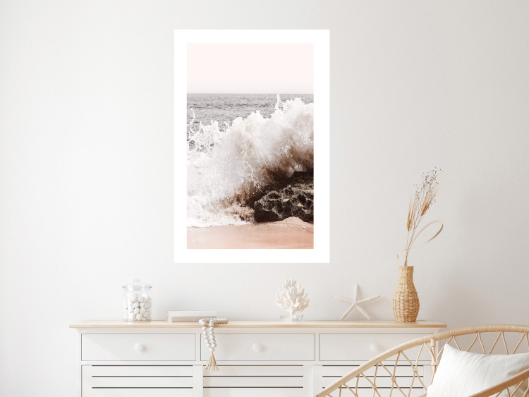 Poster Torn Element - seascape with a large wave crashing on dark rock 129504 additionalImage 5