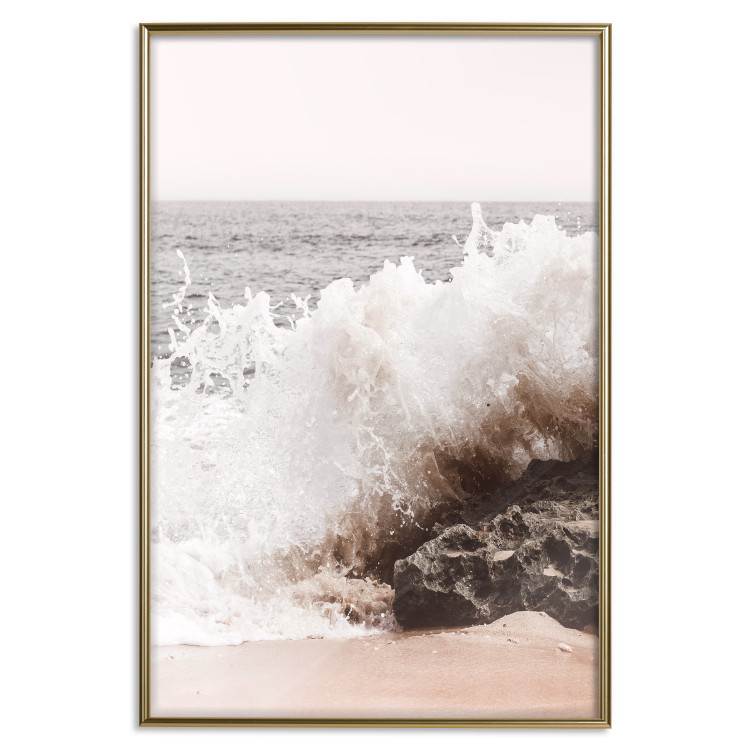 Poster Torn Element - seascape with a large wave crashing on dark rock 129504 additionalImage 21