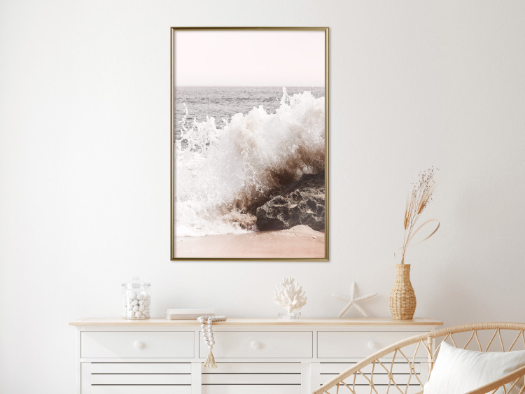 Poster Torn Element - seascape with a large wave crashing on dark rock 129504 additionalImage 5
