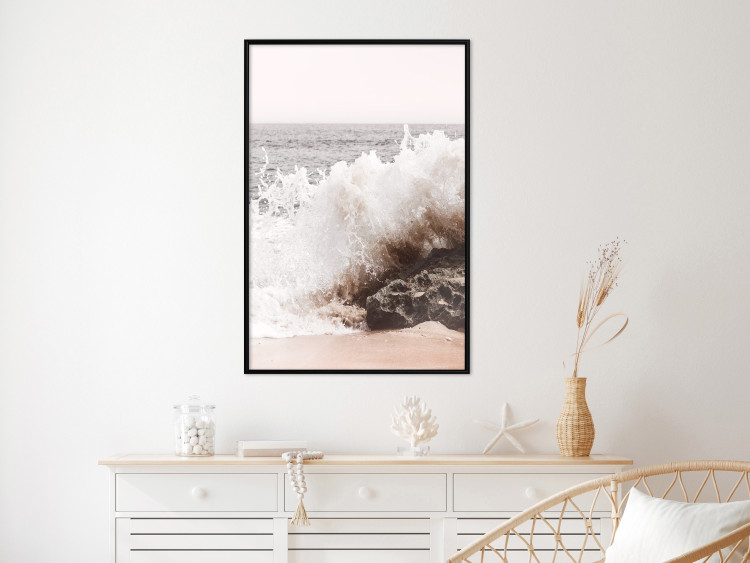 Poster Torn Element - seascape with a large wave crashing on dark rock 129504 additionalImage 6