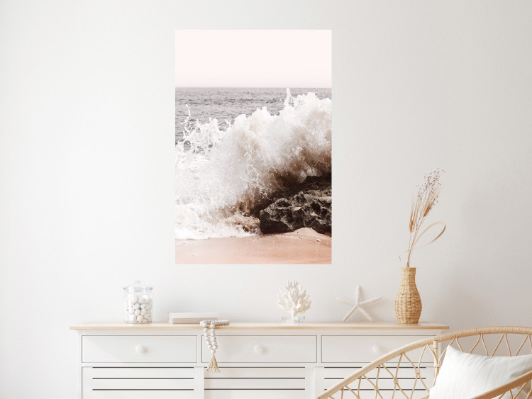 Poster Torn Element - seascape with a large wave crashing on dark rock 129504 additionalImage 4