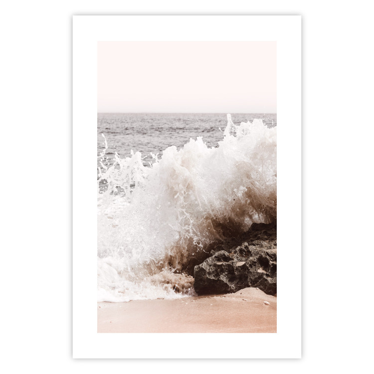 Poster Torn Element - seascape with a large wave crashing on dark rock 129504 additionalImage 19