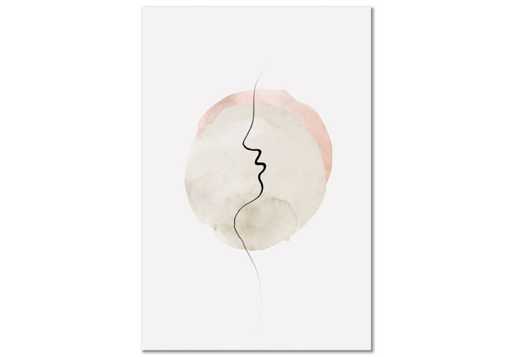 Canvas Art Print Edge of a Kiss (1-piece) Vertical - abstract line art of a face 130804