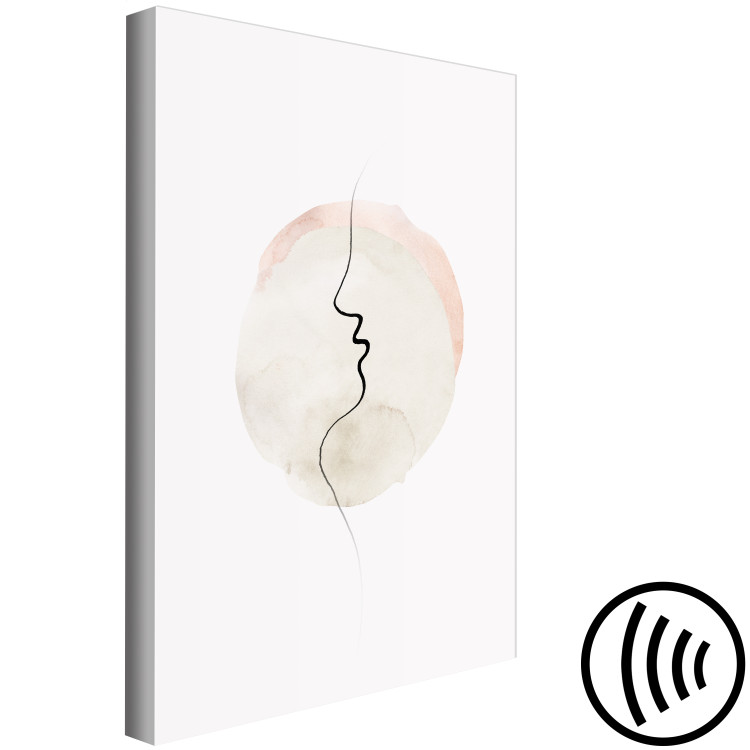 Canvas Art Print Edge of a Kiss (1-piece) Vertical - abstract line art of a face 130804 additionalImage 6