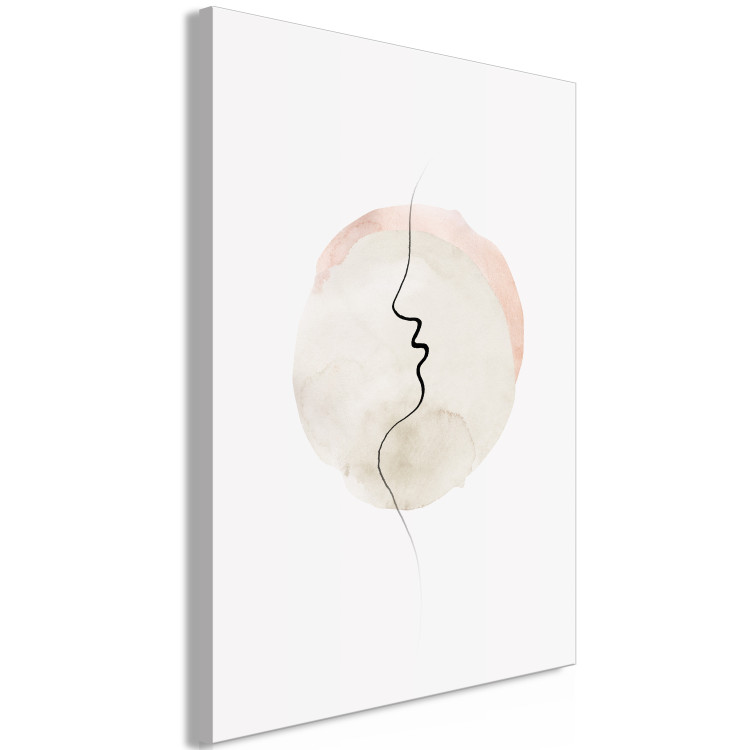 Canvas Art Print Edge of a Kiss (1-piece) Vertical - abstract line art of a face 130804 additionalImage 2