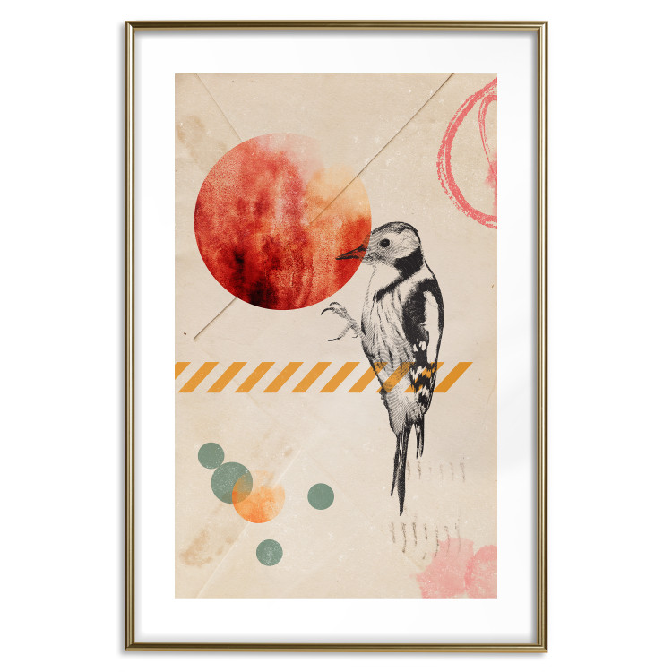 Wall Poster Bird Mail - bird and geometric figures in an abstract motif 131804 additionalImage 17
