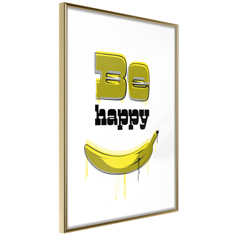 Poster Happy Banana - English text and a yellow fruit on a white background 132204 additionalImage 7