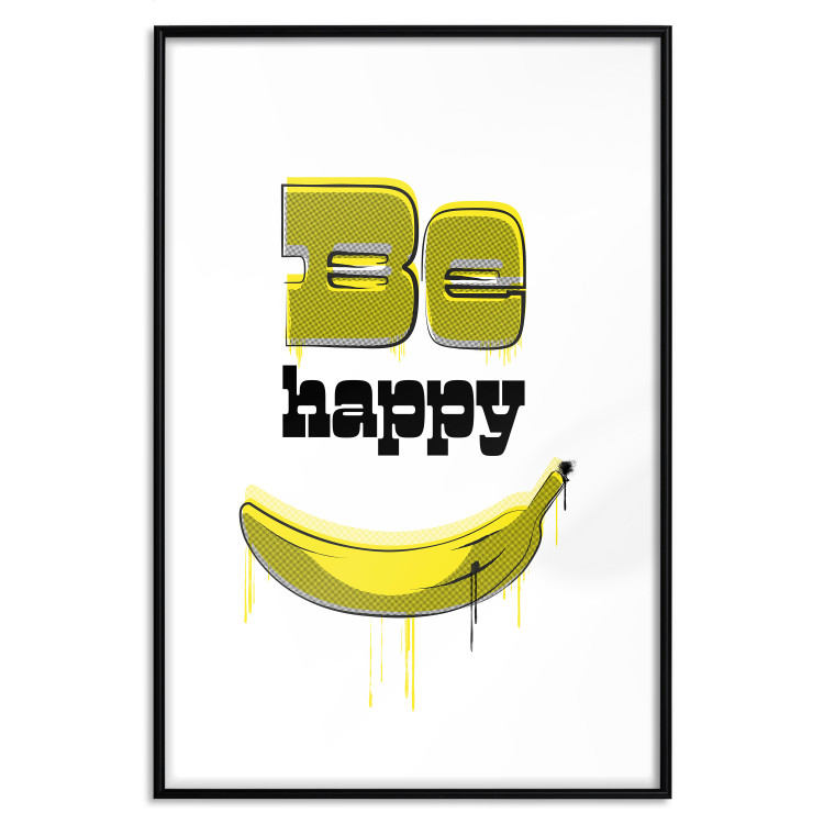 Poster Happy Banana - English text and a yellow fruit on a white background 132204 additionalImage 17