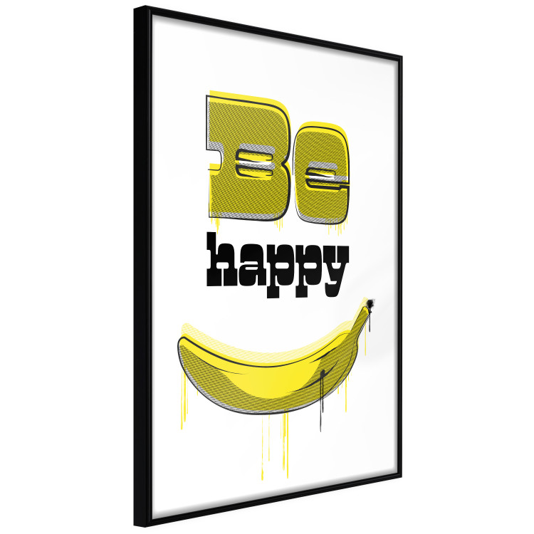 Poster Happy Banana - English text and a yellow fruit on a white background 132204 additionalImage 13