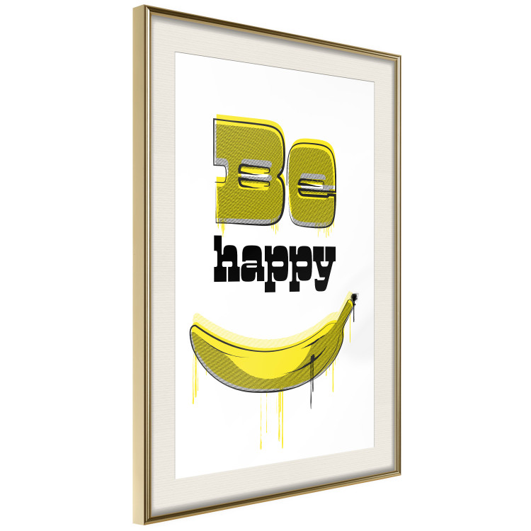 Poster Happy Banana - English text and a yellow fruit on a white background 132204 additionalImage 3