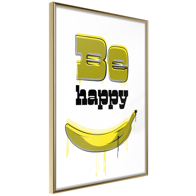 Poster Happy Banana - English text and a yellow fruit on a white background 132204 additionalImage 12