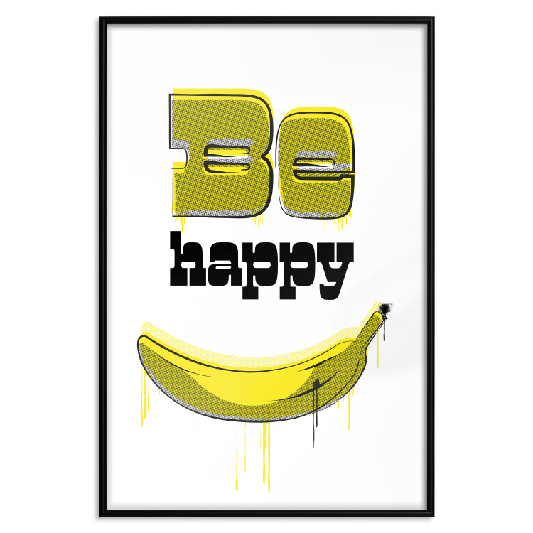 Poster Happy Banana - English text and a yellow fruit on a white background 132204 additionalImage 21