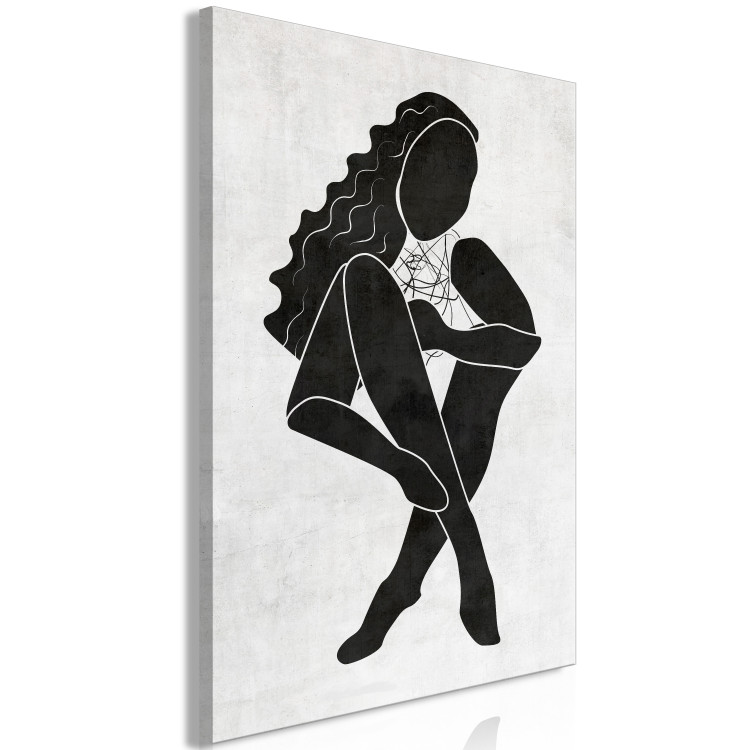 Canvas Print Seated woman figure - black woman silhouette on grey background 134204 additionalImage 2