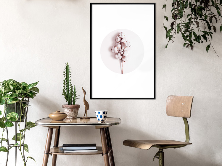 Poster Soft Cotton - plant with cotton in a circle against a light pink contrast 134504 additionalImage 17